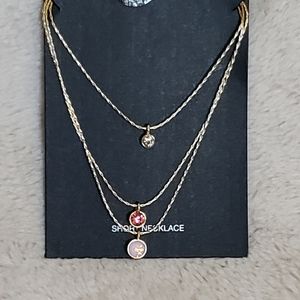 Short Layered Gold Gem Necklace